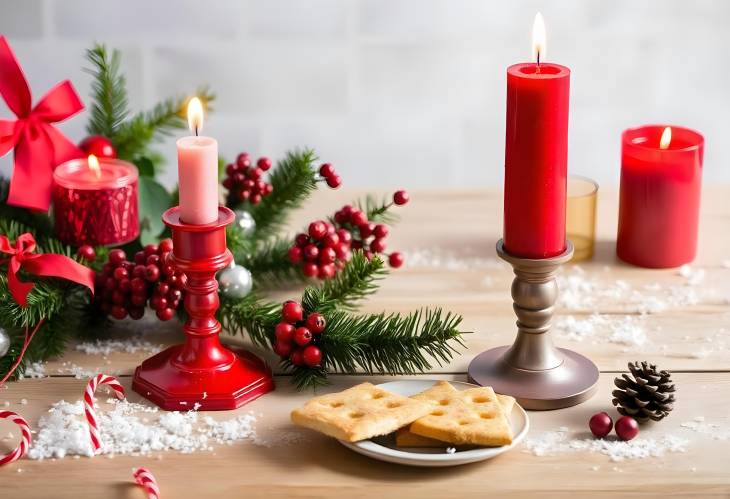 Festive Candlelight Red Christmas Candlestick and Holiday Scents